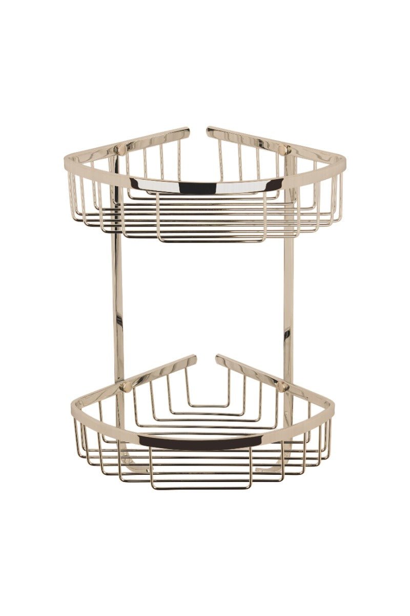 Launde Abbey Victrion Traditional Design Double Corner Shower Basket - Brushed nickel - TAP 'N' SHOWER