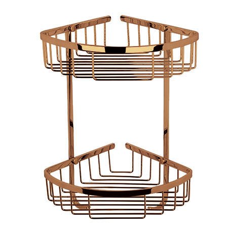 Launde Abbey Victrion Double Corner Shower Basket - Copper - TAP 'N' SHOWER