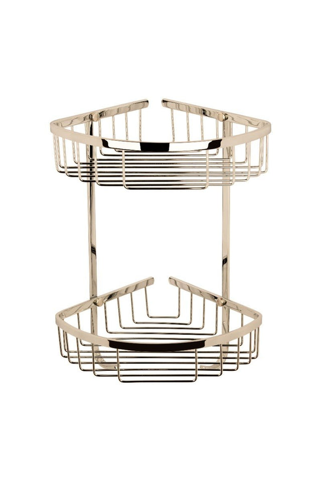 Launde Abbey Victrion Double Corner Shower Basket - Nickel - TAP 'N' SHOWER