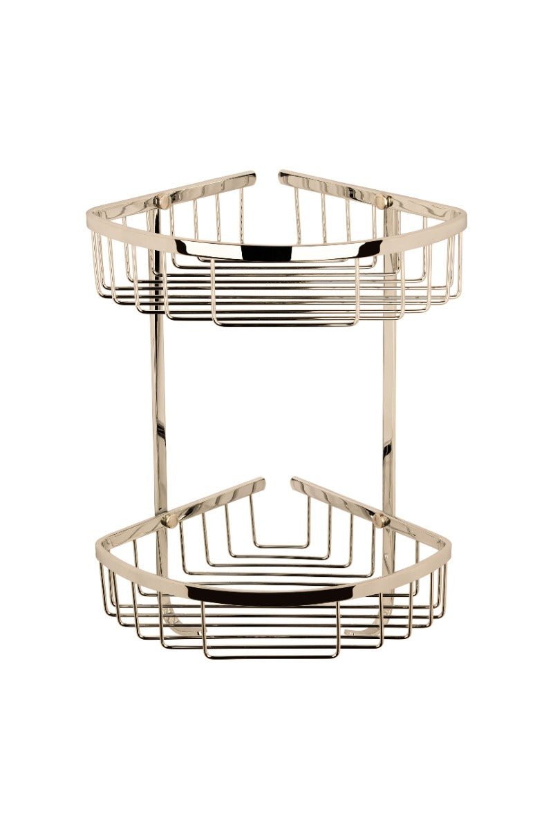 Launde Abbey Victrion Double Corner Shower Basket - Nickel - TAP 'N' SHOWER