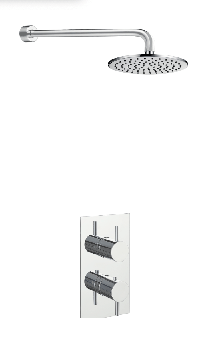 JTP Round Thermostat with Overhead - Chrome - COM033 - TAP 'N' SHOWER