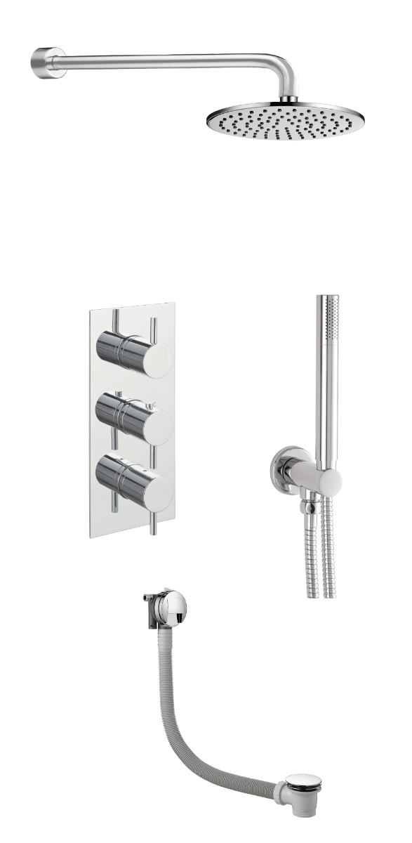 JTP Round Thermostat with Overhead Shower - Chrome - COM052 - TAP 'N' SHOWER