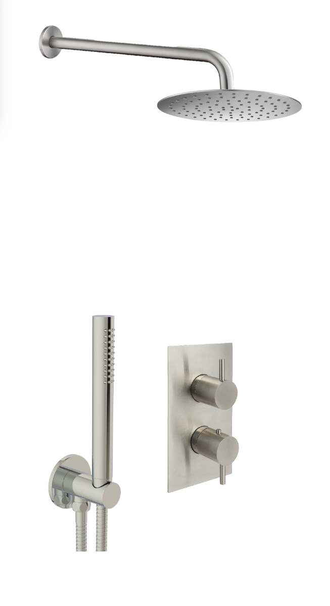 JTP Inox Concealed Shower Combination 2 Outlets - Stainless Steel - COM080