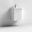 Nuie Core 2-Door Wall Hung Vanity Unit with Thin Edge Basin 500mm Wide - Gloss White - COR103