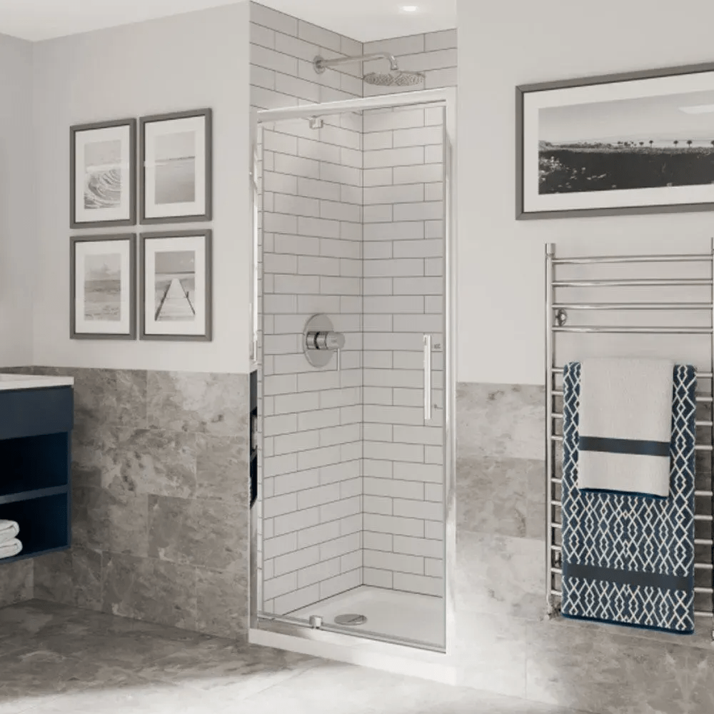 Coram Optima 6 Pivot Door Chrome 760mm - Clear Glass - O6PI76CUC - TAP 'N' SHOWER