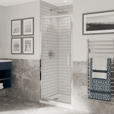 Coram Optima 6 Pivot Door Chrome 760mm - Clear Glass - O6PI76CUC - TAP 'N' SHOWER