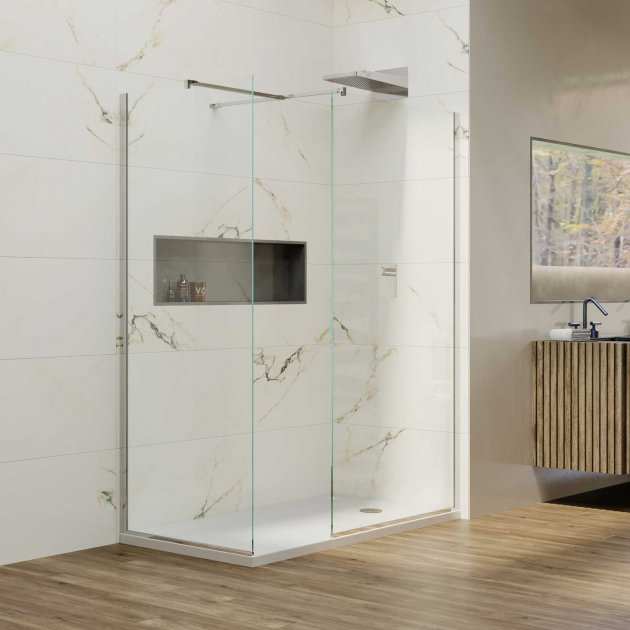 Coram 8mm Glass Premier 8 Wet Room 1000mm Wide Glass Panel - Clear - SP10C - TAP 'N' SHOWER