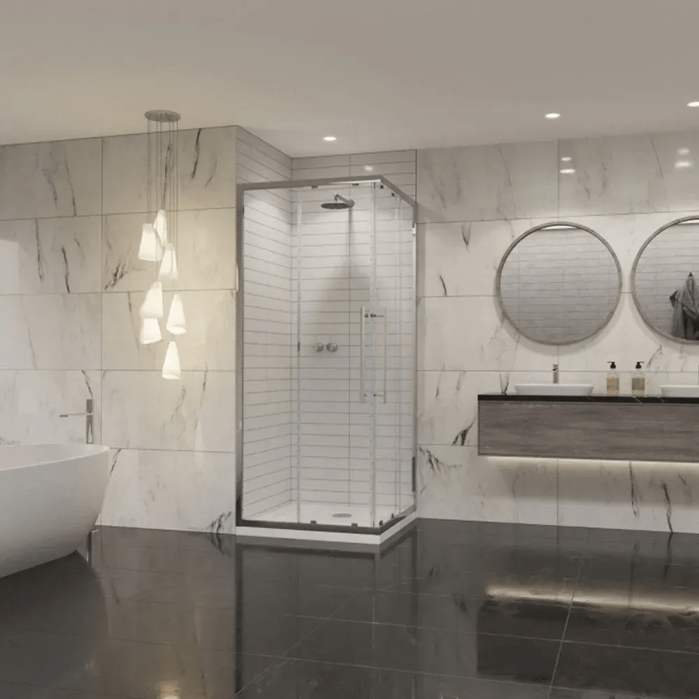 Coram Premier 8 Corner Entry Enclosure Clear Glass 1000mm - Chrome - P8CE10CUC - TAP 'N' SHOWER