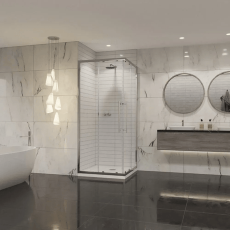 Coram Premier 8 Corner Entry Enclosure Clear Glass 760mm - Chrome - P8CE76CUC - TAP 'N' SHOWER