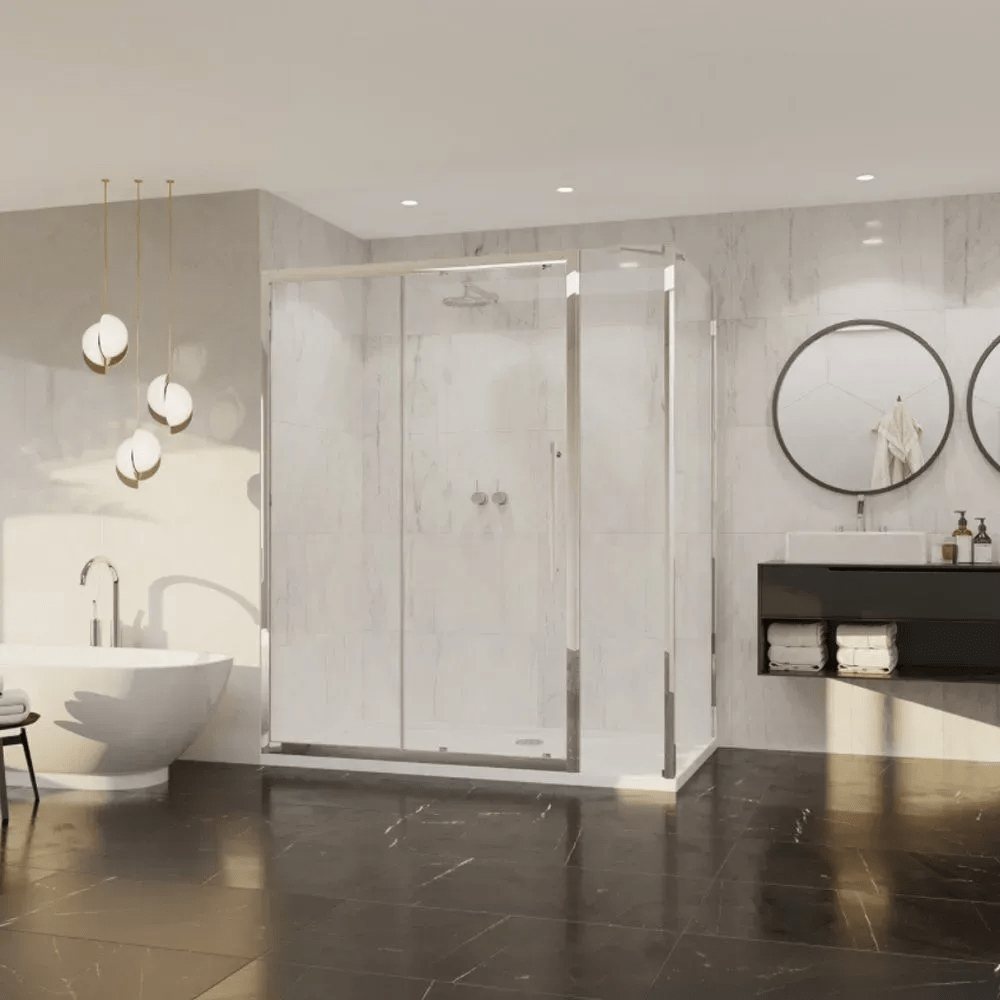 Coram Optima 8 Inline Panel Clear Glass 200mm - Chrome - P8ILB20CUC - TAP 'N' SHOWER