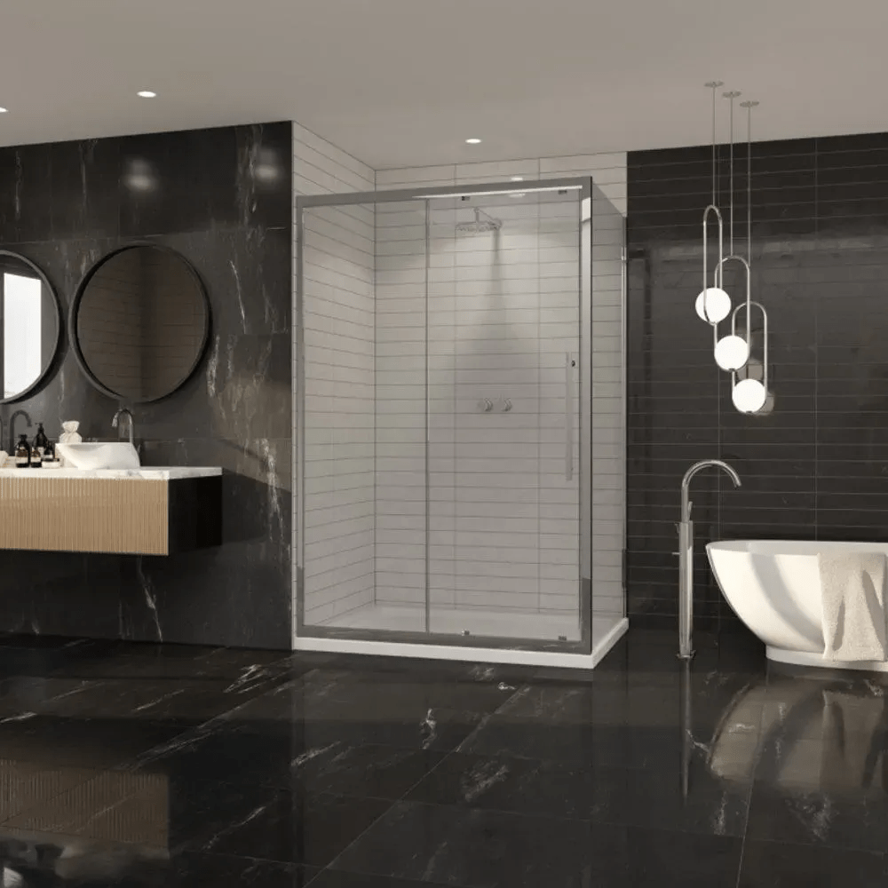 Coram Premier 8 Side Panel Clear Glass 1000mm - Chrome - P8SP10CUC - TAP 'N' SHOWER