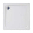 Coram Resin 800mm x 800mm white square flat top shower tray with low-level resin and acrylic design