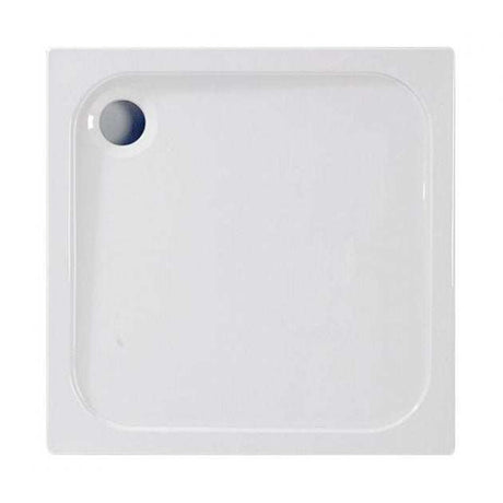 Coram Resin 800mm x 800mm white square flat top shower tray with low-level resin and acrylic design