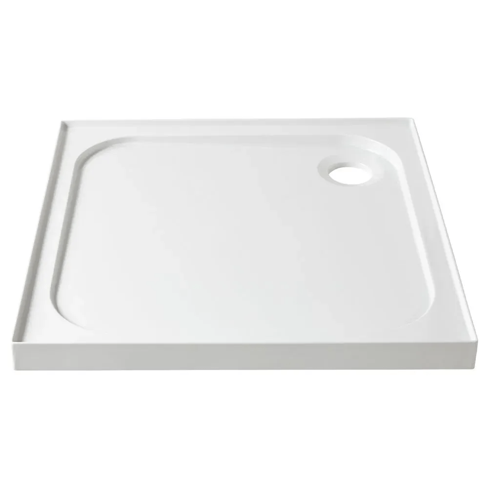 Coram Stone Resin Shower Tray 800mm x 800mm - 4 Upstand - White - YA804WHI - TAP 'N' SHOWER