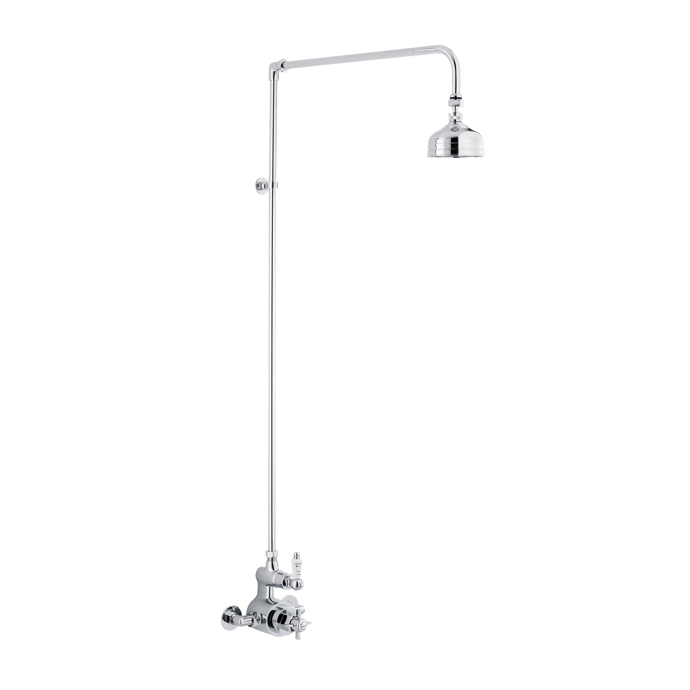 Nuie Edwardian Chrome Traditional Twin Thermostatic Shower Valve & Rigid Riser - CP148 - TAP 'N' SHOWER