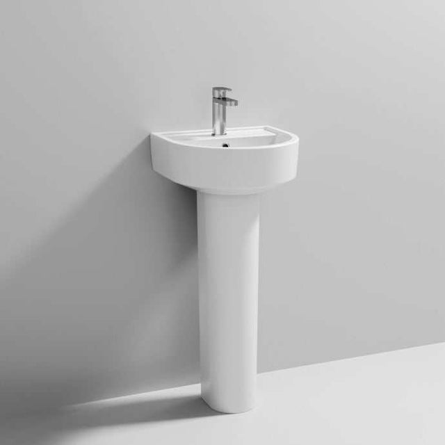 Nuie Provost Basin and Full 520mm Wide Pedestal  - 1 Tap Hole - CPV002