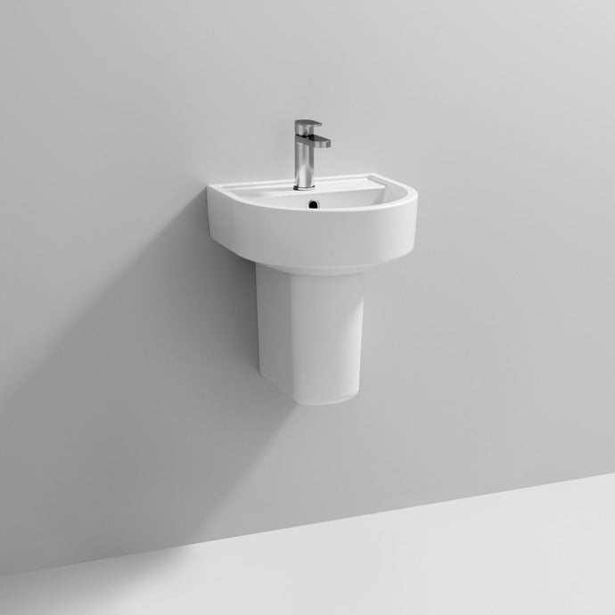 Nuie Provost Basin and 420mm Wide Semi Pedestal - 1 Tap Hole - CPV003