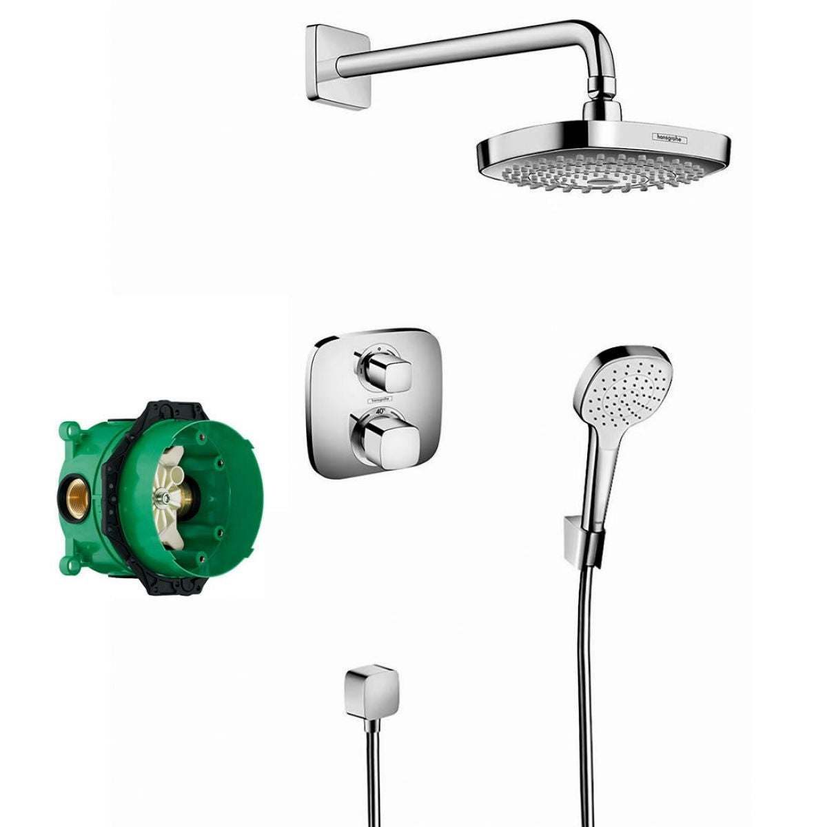 Hansgrohe Croma Select E Shower System With Ecostat E Thermostatic Mixer For Concealed Installation - Chrome - 27294000 - TAP 'N' SHOWER