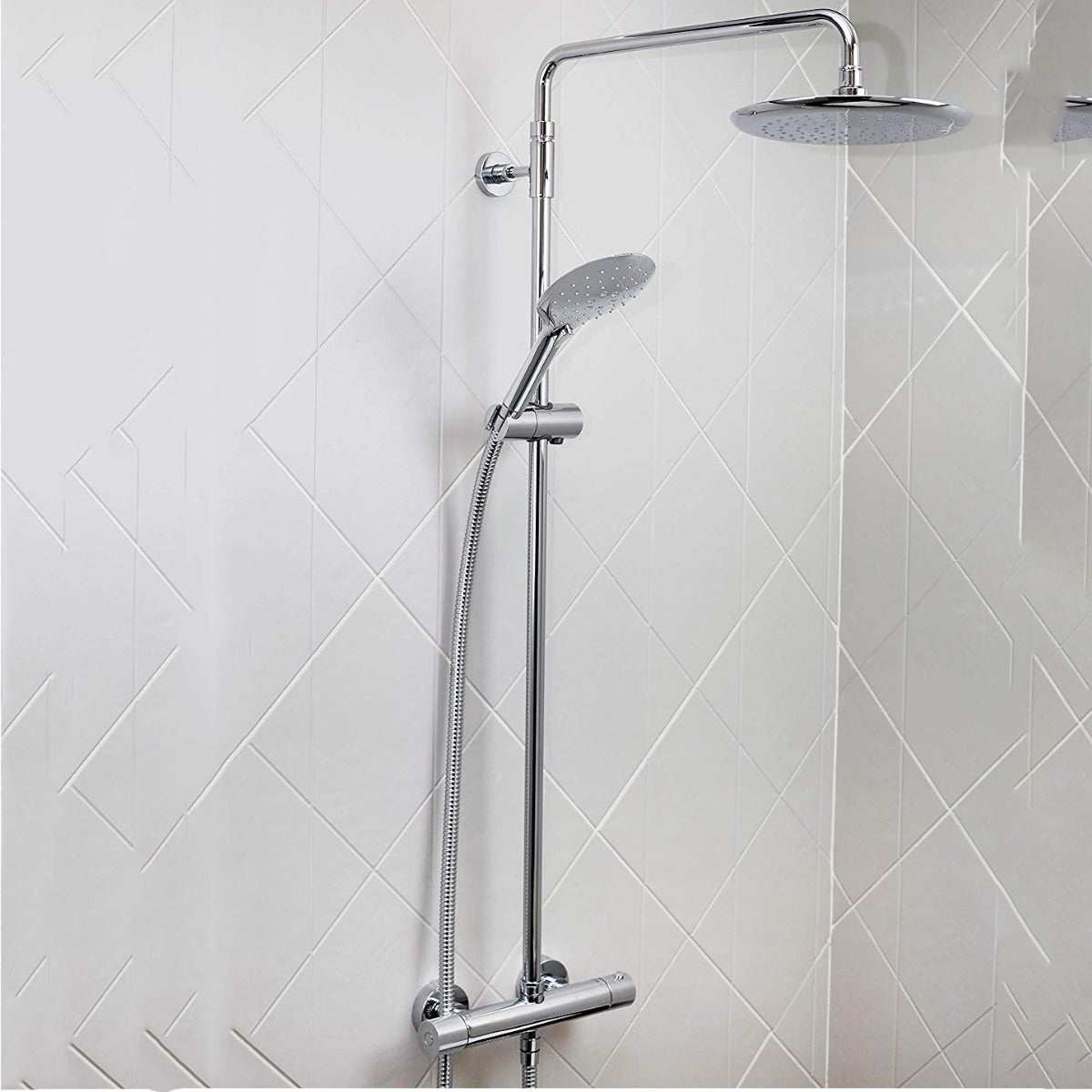 Bristan Carre FastFit Bar Mixer Shower with Fixed Head Shower Kit - Chrome - CR SHXDIVFF C - TAP 'N' SHOWER