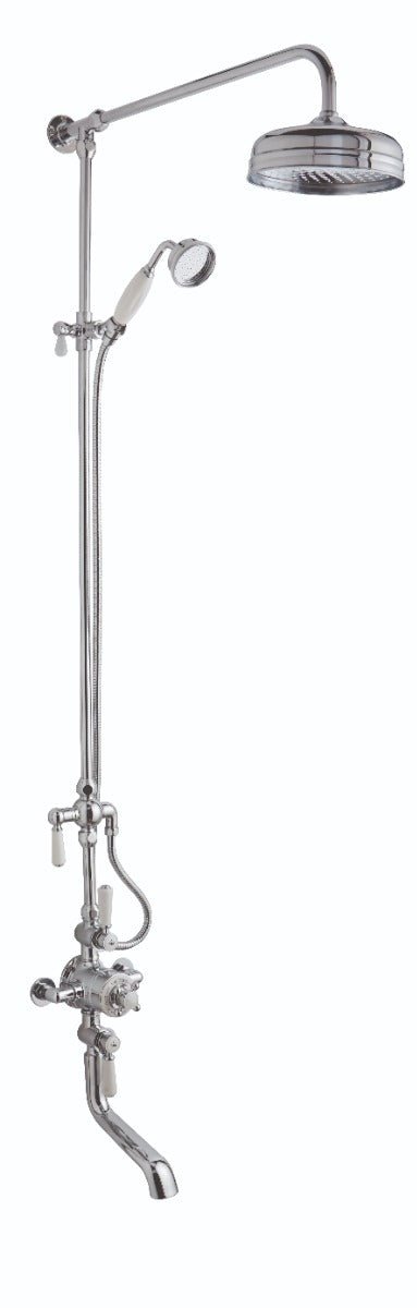 Launde Abbey Victrion Triple Exposed Thermostatic Valve Spout Bath Filler and 8" Head - Chrome - TAP 'N' SHOWER