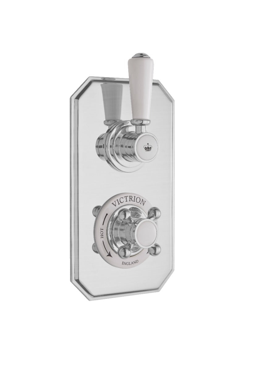Launde Abbey Victrion Single Outlet Twin Thermostatic Concealed Shower Valve - Brushed Chrome - TAP 'N' SHOWER