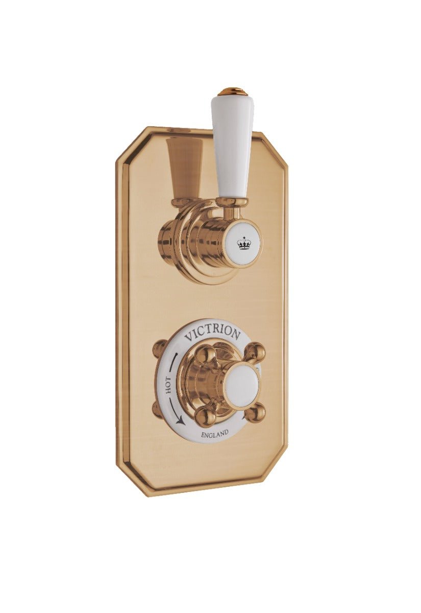 Launde Abbey Victrion Single Outlet Twin Thermostatic Concealed Shower Valve - Brushed Copper - TAP 'N' SHOWER