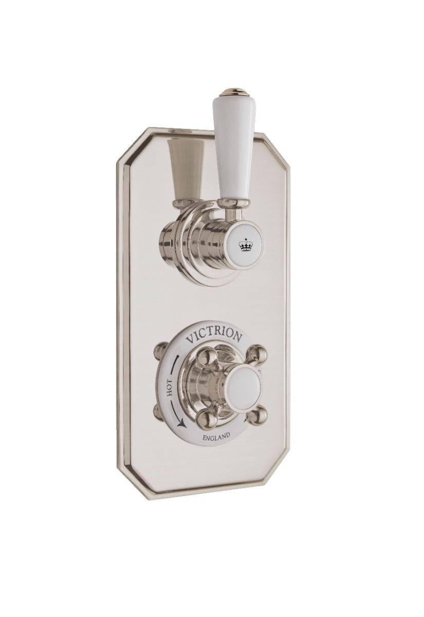 Launde Abbey Victrion Single Outlet Twin Thermostatic Concealed Shower Valve - Brushed Nickel - TAP 'N' SHOWER