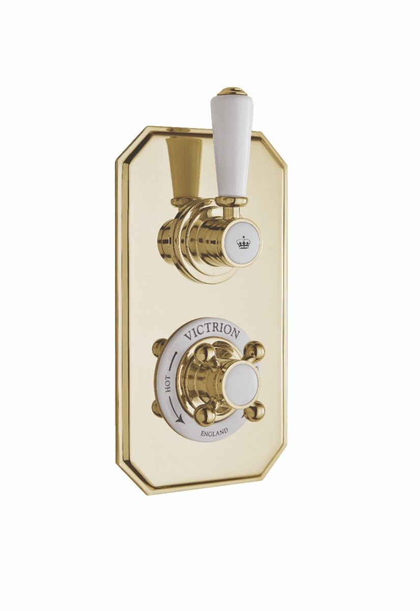 Launde Abbey Victrion Single Outlet Twin Thermostatic Concealed Shower Valve - Gold - TAP 'N' SHOWER