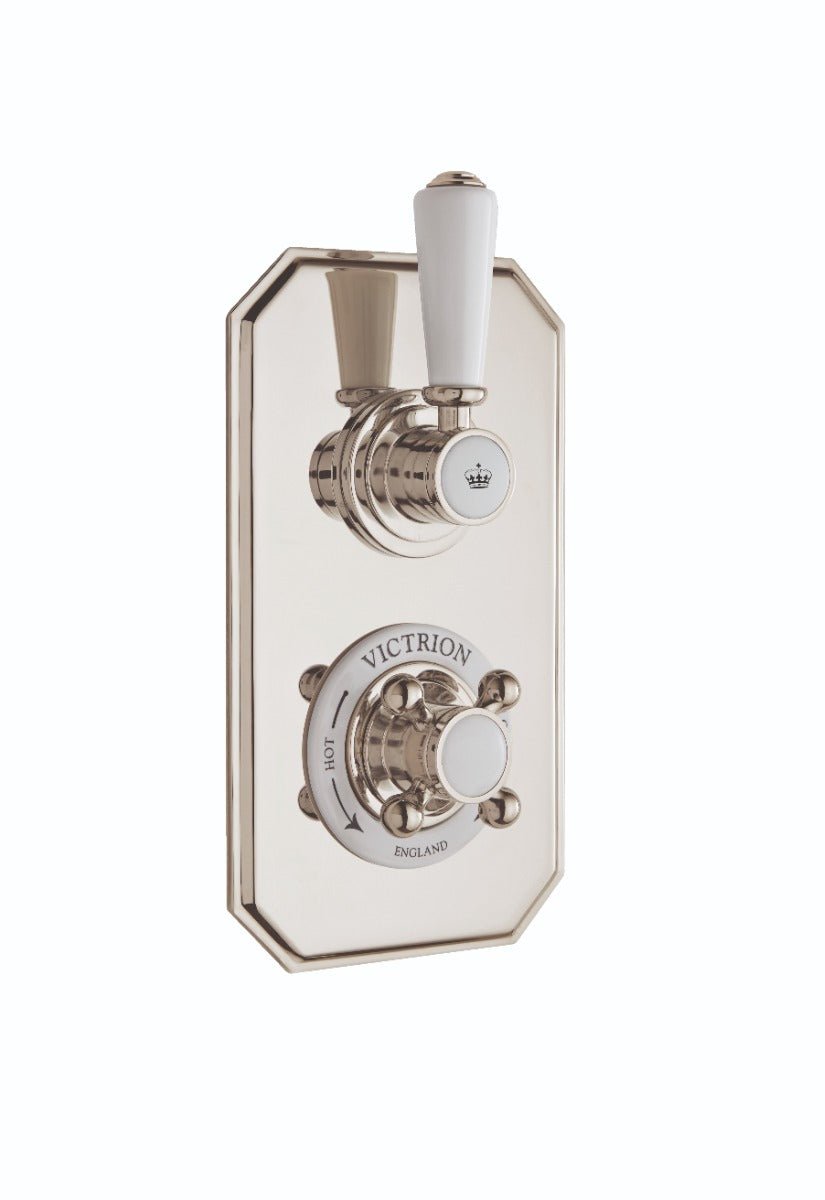 Launde Abbey Victrion Single Outlet Twin Thermostatic Concealed Shower Valve - Nickel - TAP 'N' SHOWER