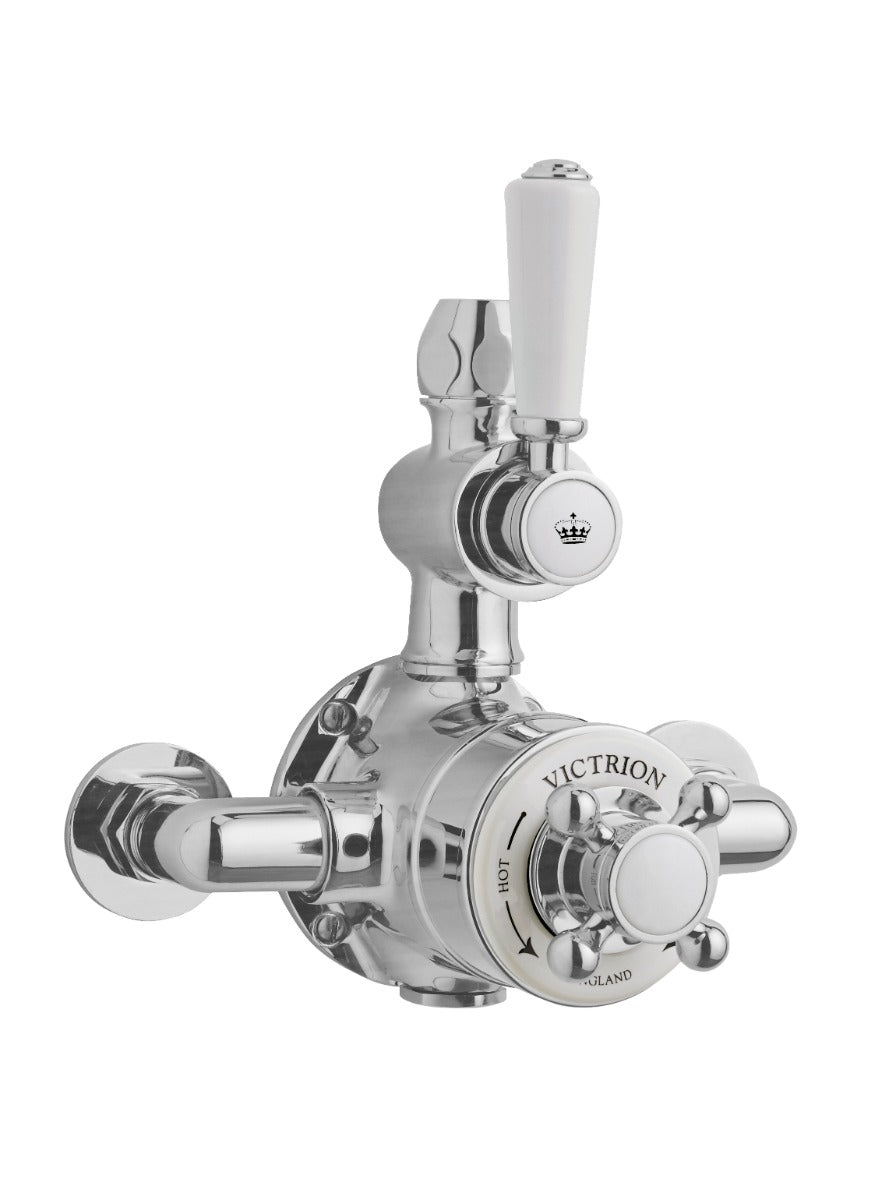 Launde Abbey Victrion Single Outlet Twin Thermostatic Exposed Valve - Brushed Chrome - TAP 'N' SHOWER