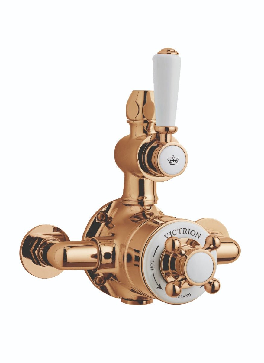 Launde Abbey Victrion Single Outlet Twin Thermostatic Exposed Valve - Copper - TAP 'N' SHOWER