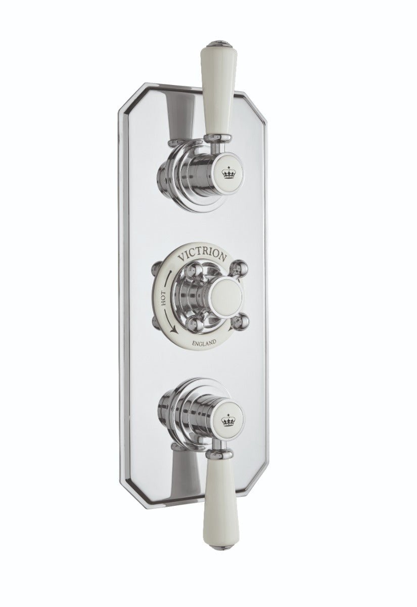 Launde Abbey Victrion Two Outlet Triple Thermostatic Concealed Valve - Chrome - TAP 'N' SHOWER