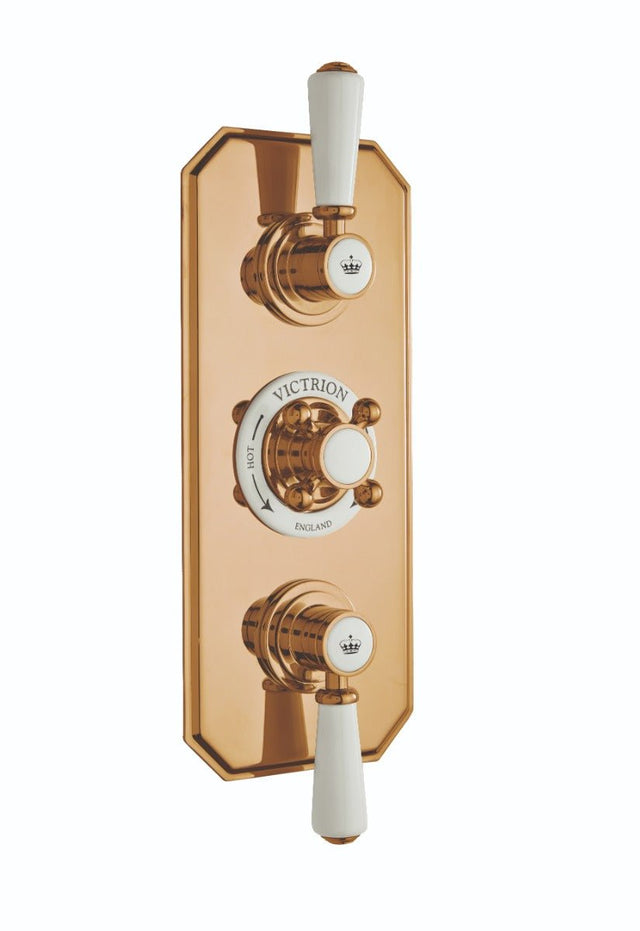 Launde Abbey Victrion Triple Thermostatic Concealed Valve - Copper - TAP 'N' SHOWER