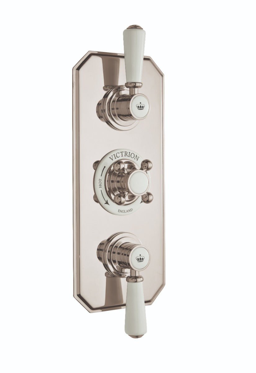 Launde Abbey Victrion Two Outlet Triple Thermostatic Concealed Valve - Nickel - TAP 'N' SHOWER