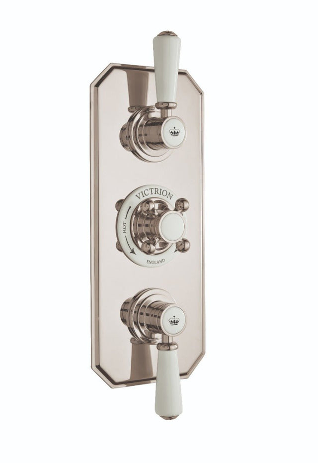 Launde Abbey Victrion Two Outlet Triple Thermostatic Concealed Valve - Nickel - TAP 'N' SHOWER