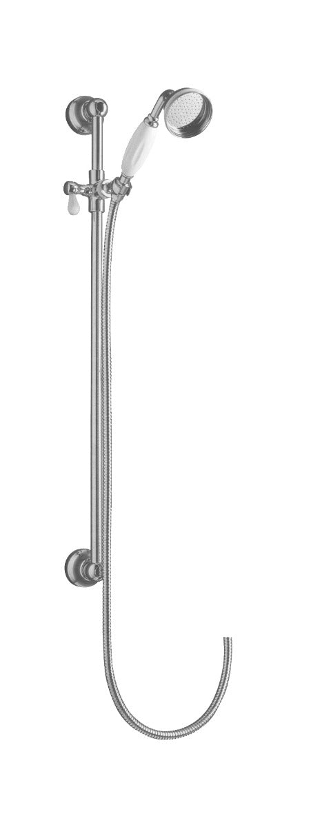 Launde Abbey Victrion Traditional Slide Rail Kit and Handset - Brushed Chrome - TAP 'N' SHOWER
