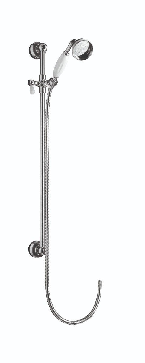 Launde Abbey Victrion Traditional Slide Rail Kit and Handset - Nickel - TAP 'N' SHOWER