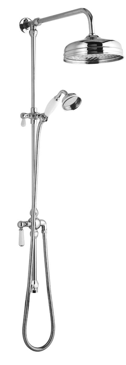 Launde Abbey Victrion Superbe Fixed Rigid Riser Kit with 8" Shower Head and Handset - Chrome - TAP 'N' SHOWER