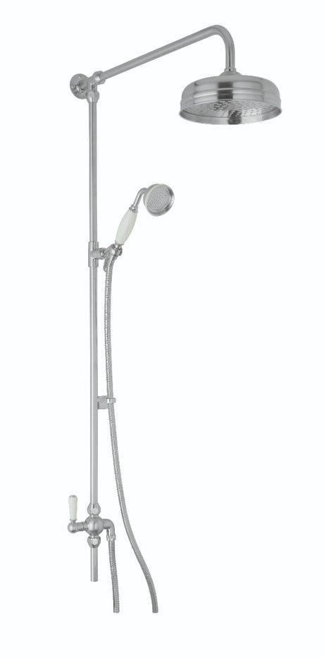 Launde Abbey Victrion Superbe Fixed Rigid Riser Kit with 8" Shower Head and Handset - Brushed Chrome - TAP 'N' SHOWER