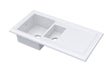 Launde Abbey Counter Top Sink 1.5 Bowl 1010mm x 525mm - White - TAP 'N' SHOWER