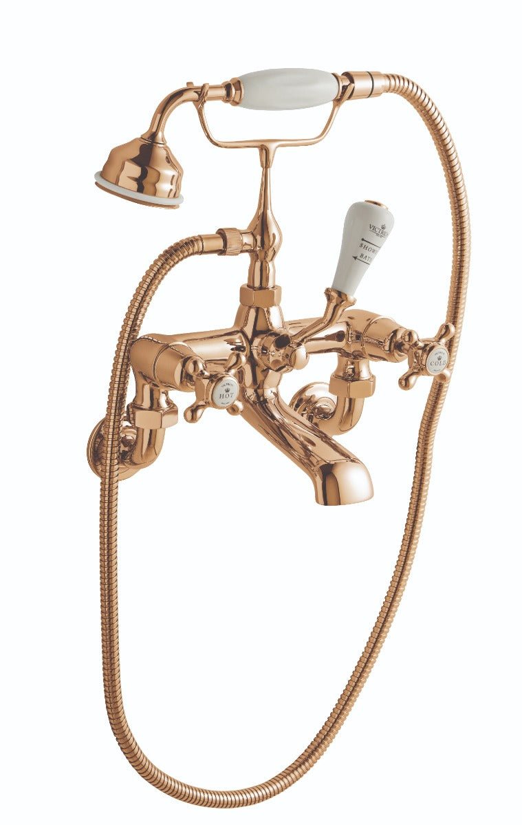 Launde Abbey Victrion Wall Mounted Crosshead Bath Shower Mixer - Copper - TAP 'N' SHOWER