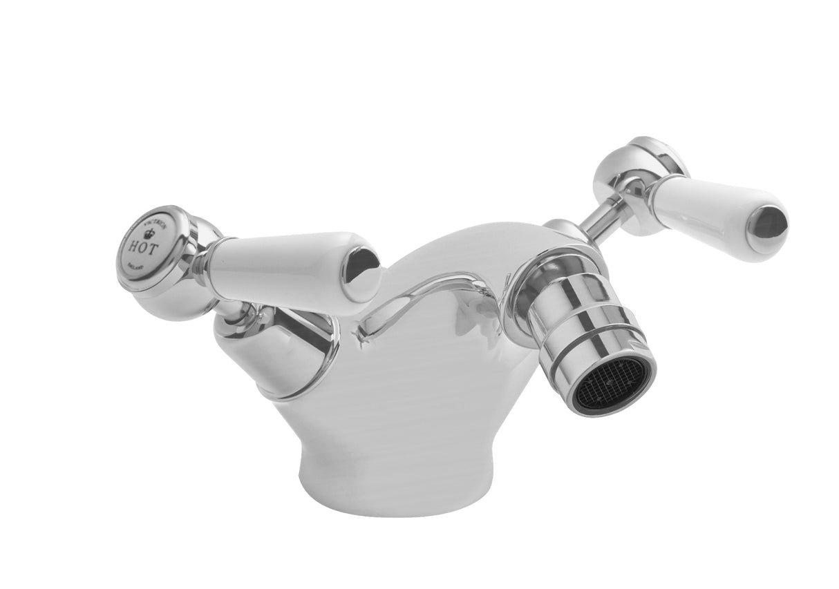 Launde Abbey Victrion Deck Mounted Lever Mono Bidet Mixer Tap - Brushed Chrome - TAP 'N' SHOWER