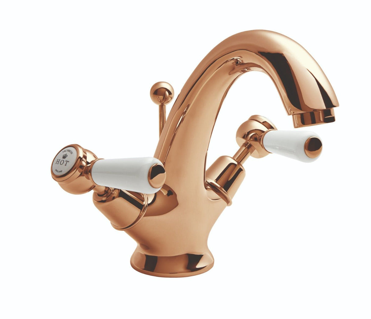 Launde Abbey Victrion Deck Mounted Lever Mono Basin Mixer Tap - Copper - TAP 'N' SHOWER