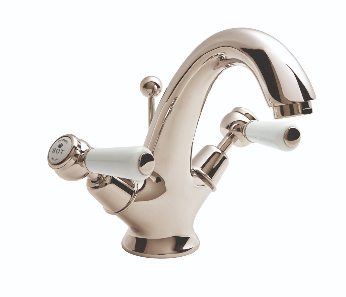 Launde Abbey Victrion Deck Mounted Lever Mono Basin Mixer Tap - Nickel - TAP 'N' SHOWER