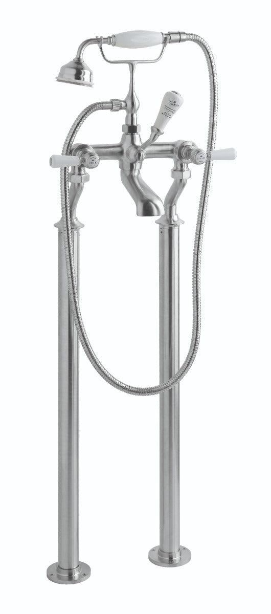 Launde Abbey Victrion Deck Mounted Lever Bath Shower Mixer - Brushed Chrome - TAP 'N' SHOWER