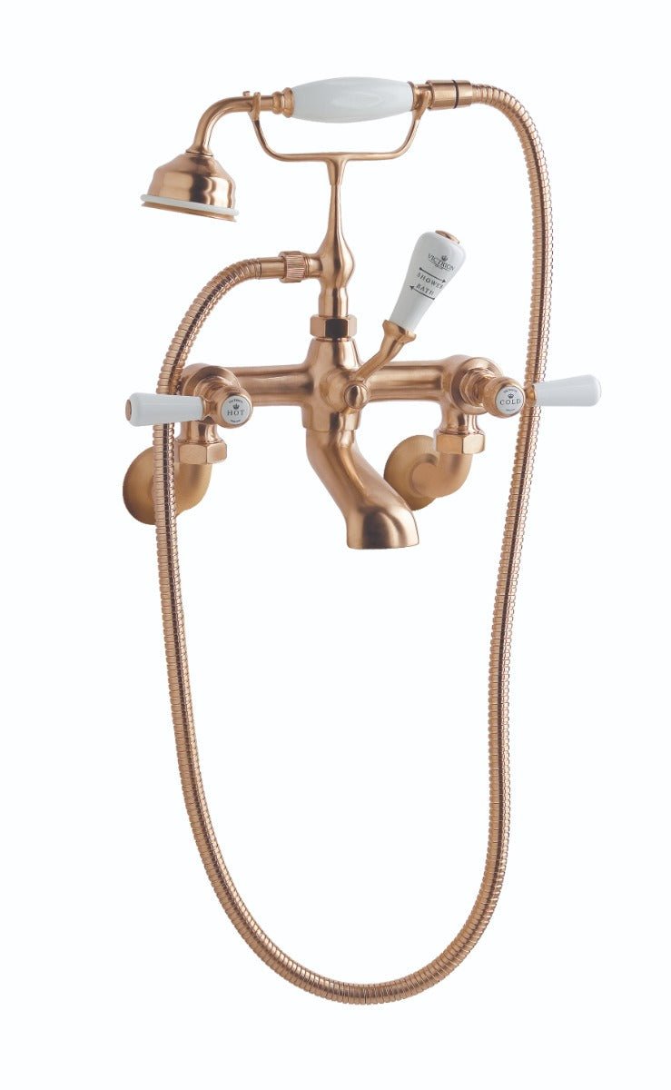 Launde Abbey Victrion Wall Mounted Lever Bath Shower Mixer - Brushed Copper - TAP 'N' SHOWER