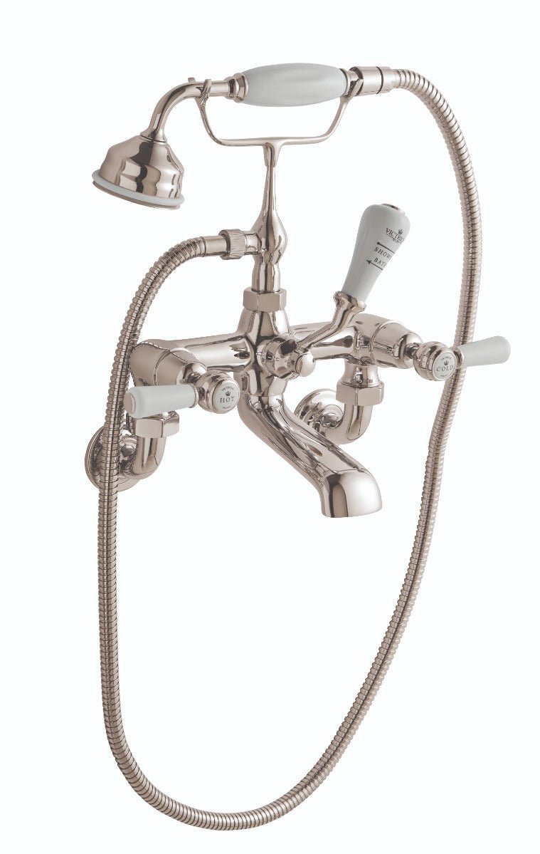 Launde Abbey Victrion Wall Mounted Lever Bath Shower Mixer - Nickel - TAP 'N' SHOWER