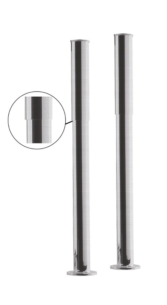 Launde Abbey Bath Legs with Adjustable Shrouds - Brushed Chrome - TAP 'N' SHOWER