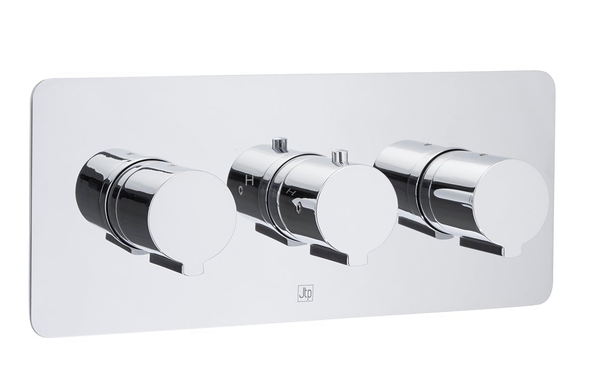 JTP Curve Thermostatic Concealed 2 Outlet Shower Valve Horizontal - Chrome - 72693 - TAP 'N' SHOWER