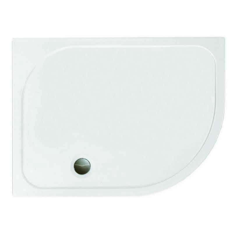 Merlyn MStone Stone Resin Offset Quadrant Shower Tray with Waste 1200mm x 800mm Right Handed - White - D128QR - TAP 'N' SHOWER
